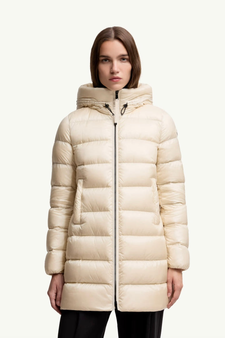 Suyenne Hooded Mid-Length Down Jacket Light Beige