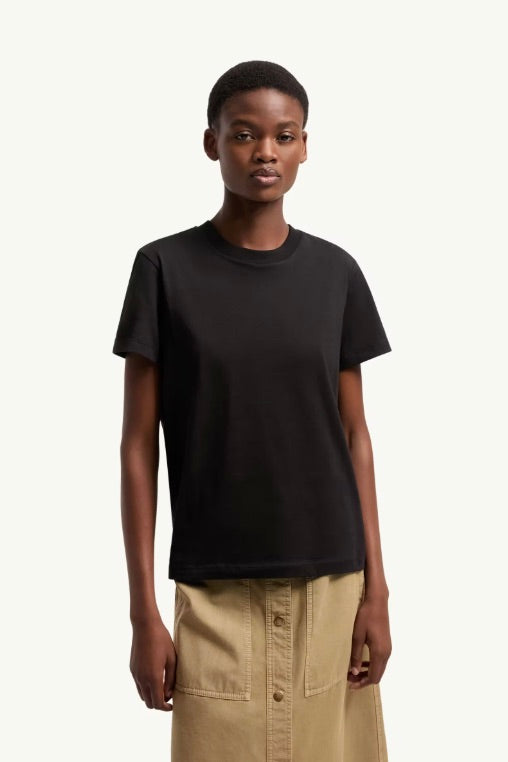 MONCLER Embroidered Logo Cotton T-Shirt Black - Dale