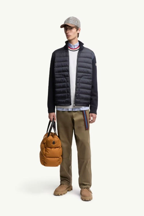 Padded Zip-Up Cardigan Navy