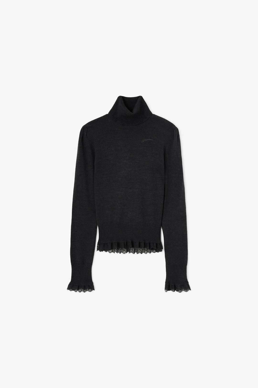 Merino Turtleneck w/Lace details Phantom