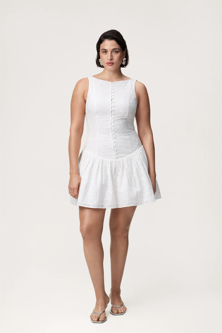 Sevilla Mini Dress White Embroidery