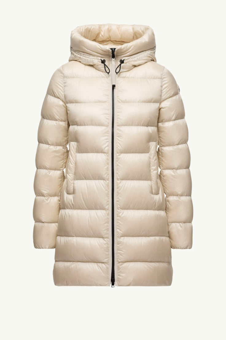Suyenne Hooded Mid-Length Down Jacket Light Beige