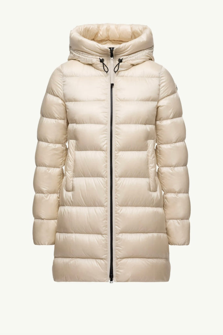 Suyenne Hooded Mid-Length Down Jacket Light Beige