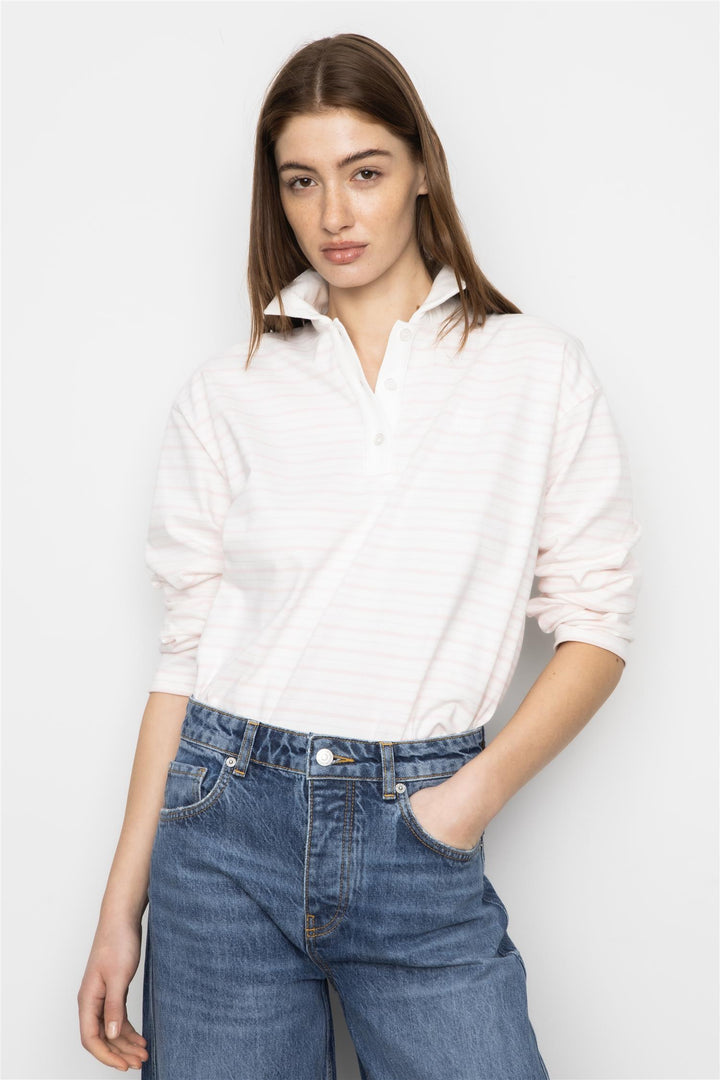 CAMILLA PIHL DENIM Elmer Polo Shirt Lt Pink Stripe - Dale