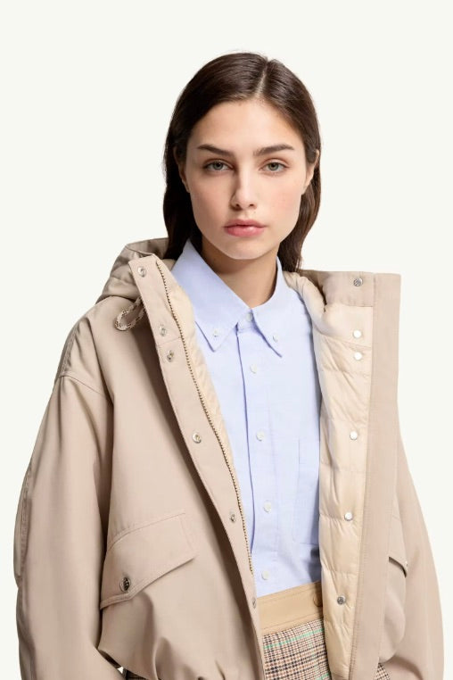 MONCLER Eucalyptus Hooded Short Down Jacket Stone - Dale