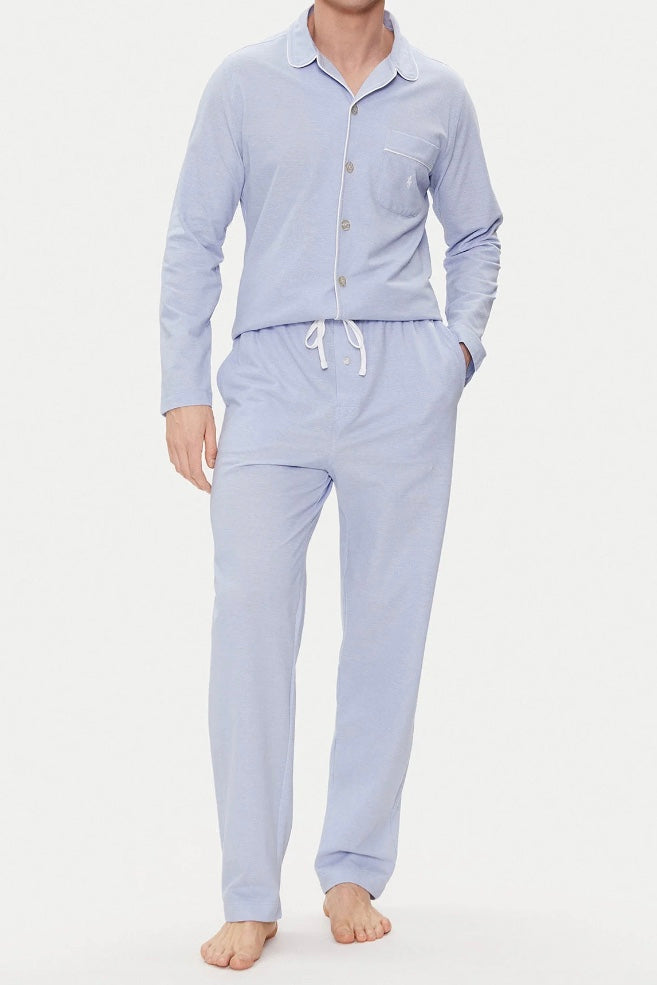 Cotton Mesh Pyjama Set Blue
