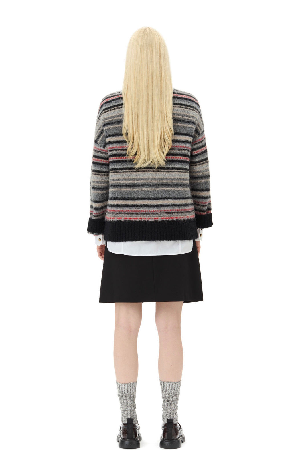 Soft Wool Stripe Boxy Cardigan