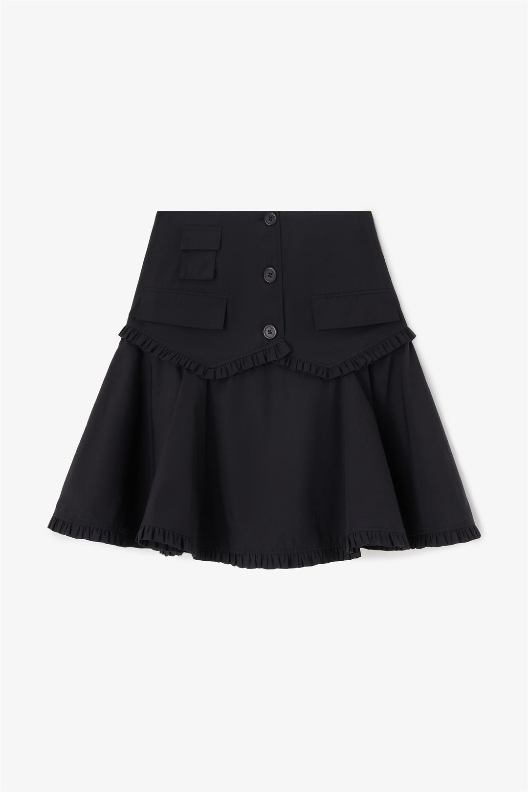 Compact Poplin Buttoned Knee Length Skirt