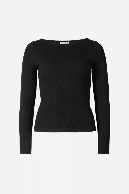 Petronella Rib Boatneck Black