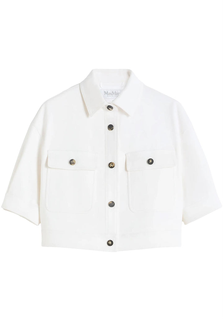 Stretch Cotton Cropped Jacket Optical White