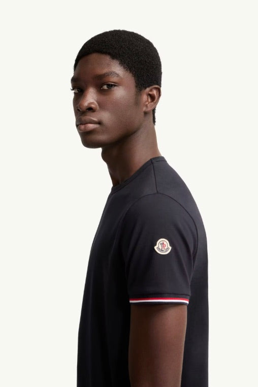 MONCLER Tricolour-Trimmed Cotton T-Shirt Night Blue - Dale