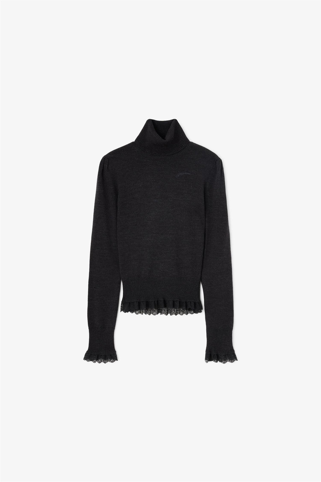 Merino Turtleneck w/Lace Details
