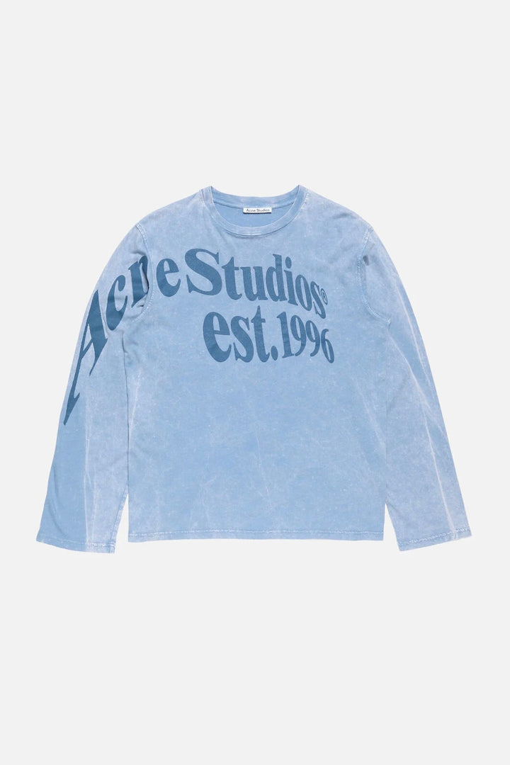 ACNE STUDIOS Relaxed Fit Graphic T-Shirt Dirty Blue - Dale
