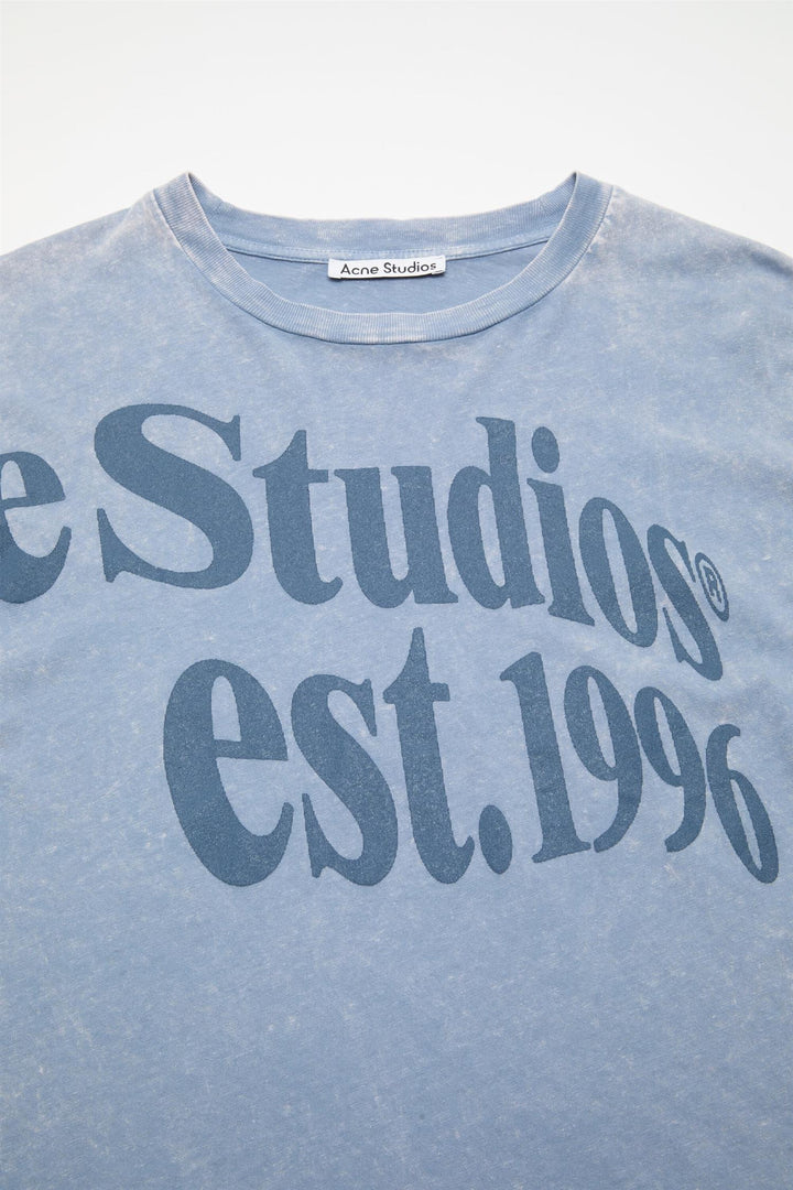 ACNE STUDIOS Relaxed Fit Graphic T-Shirt Dirty Blue - Dale
