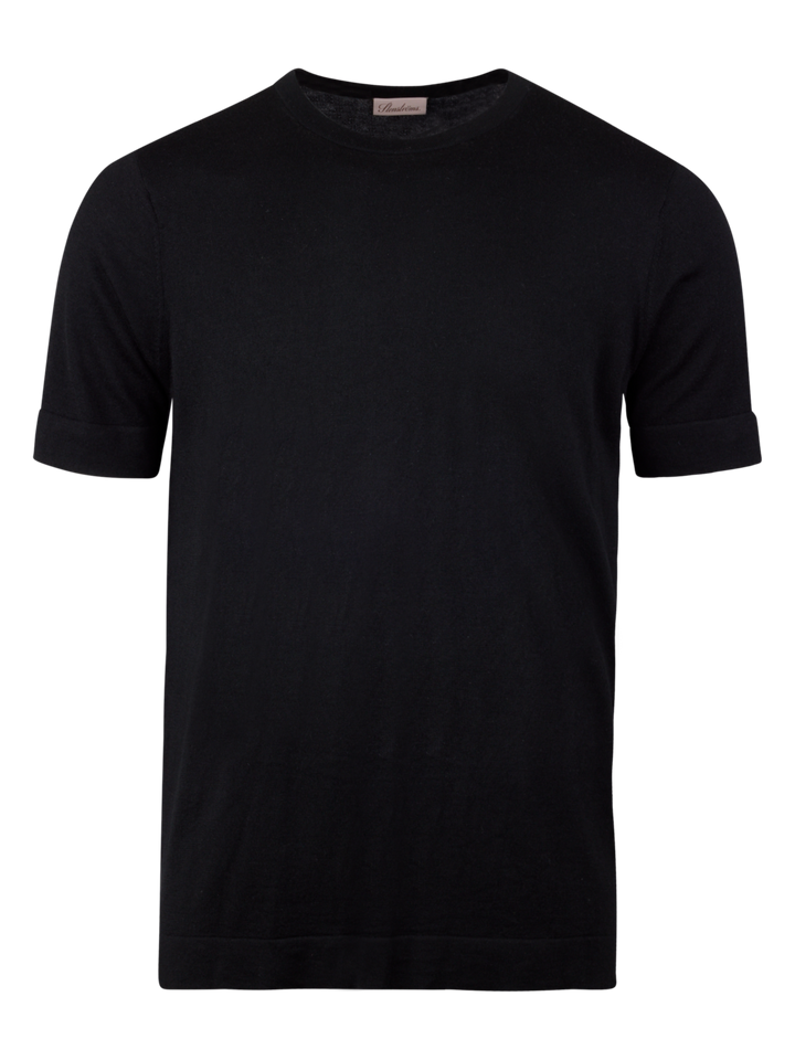 Silk Cashmere Knitted Tee Black
