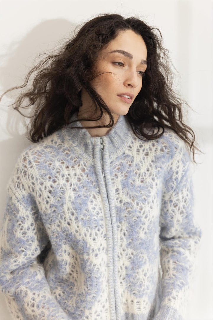 Briana Zip Knit Light Blue