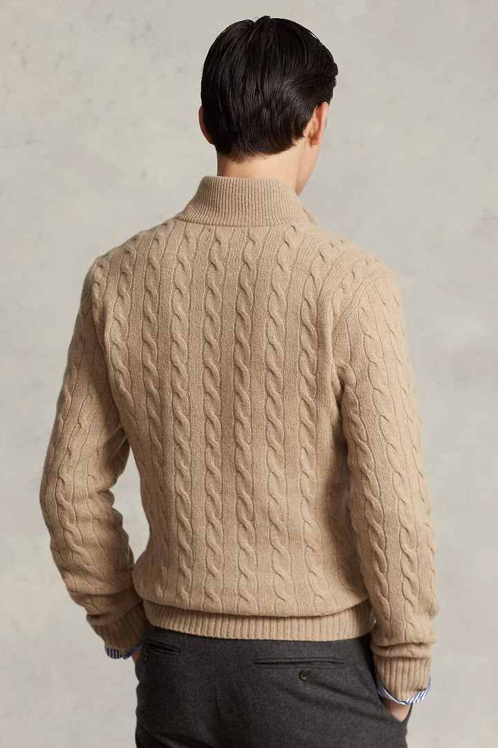 Cable-Knit Wool-Cashmere Jumper Camel Melange