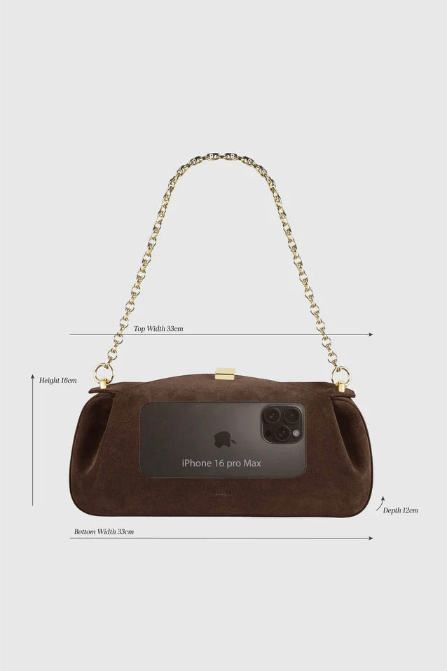 Oyster Clutch Suede Chocolate