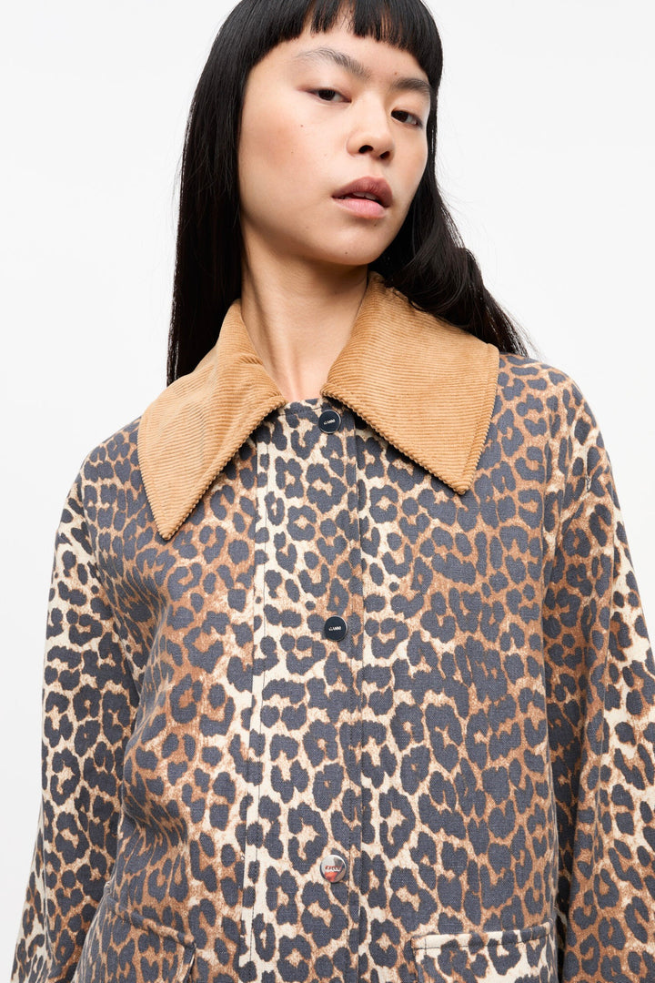 Printed Canvas Midi Jacket