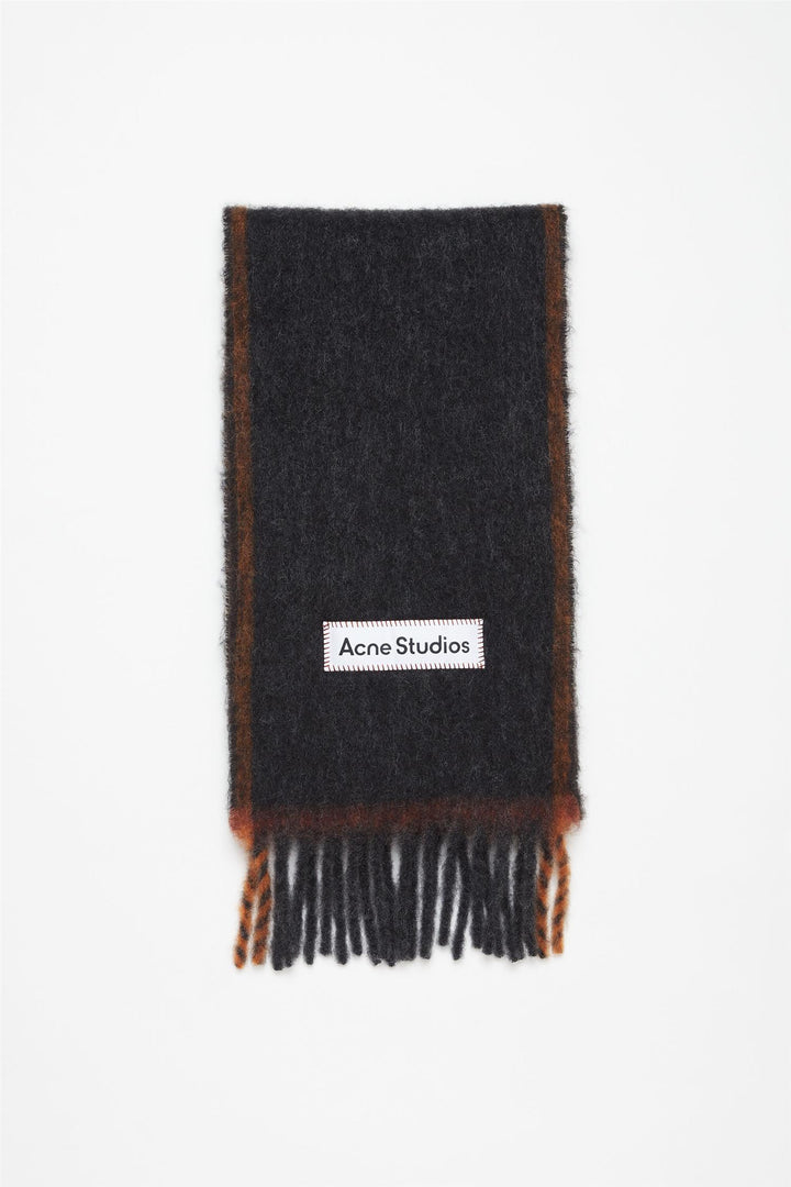 Wool Mohair Narrow Scarf Black