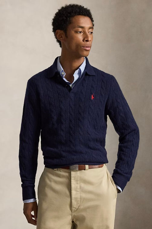 POLO RALPH LAUREN Cable-Knit Wool-Cashmere Jumper Hunter Navy - Dale