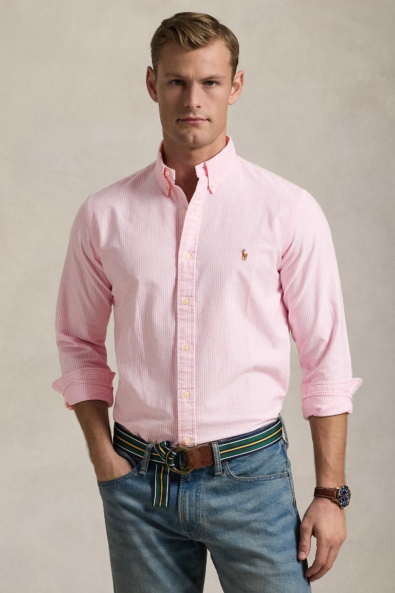 POLO RALPH LAUREN Custom Fit Oxford Shirt New Rose/White Stripe - Dale