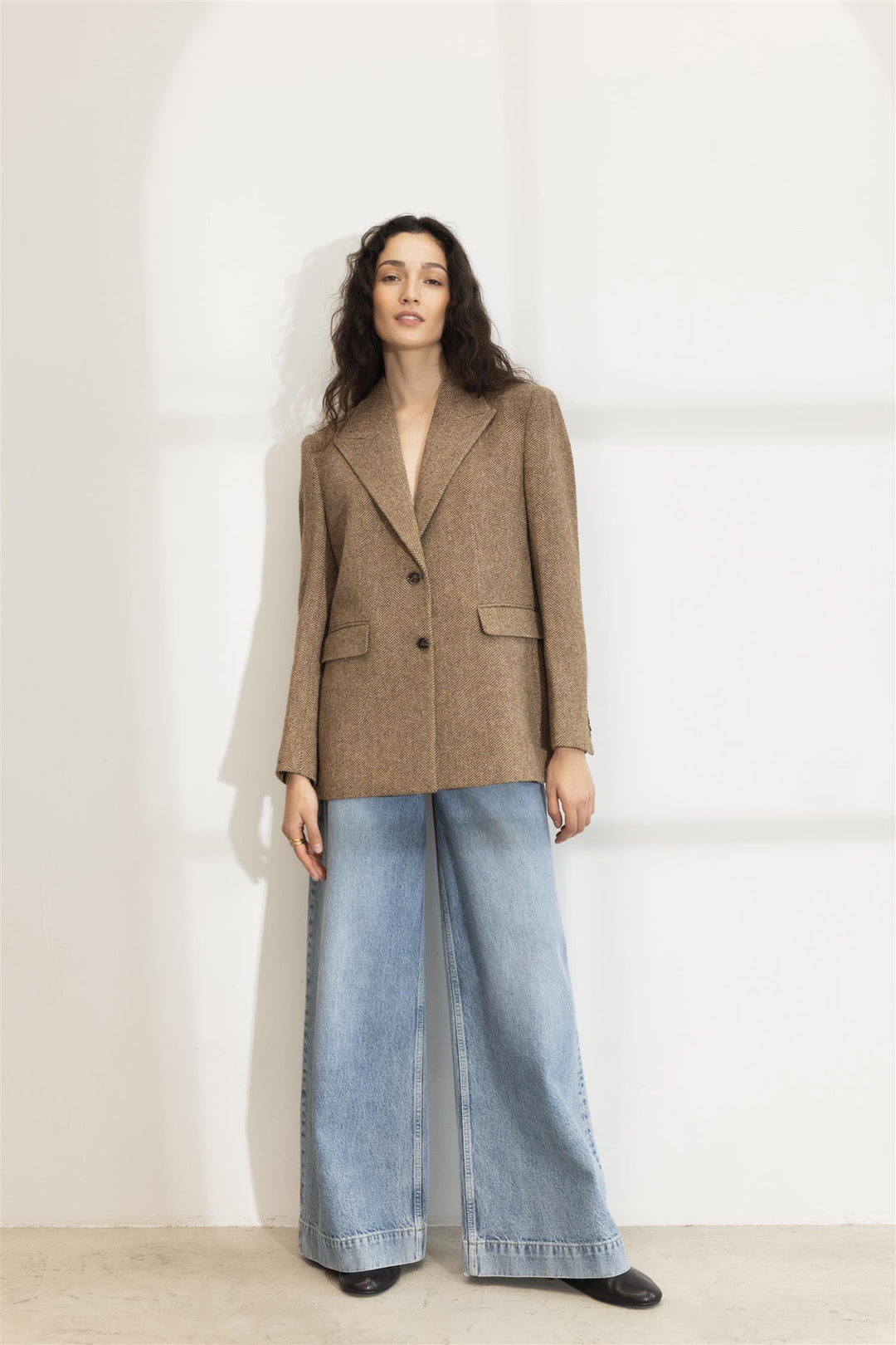 Abby Herringbone Blazer Cognac