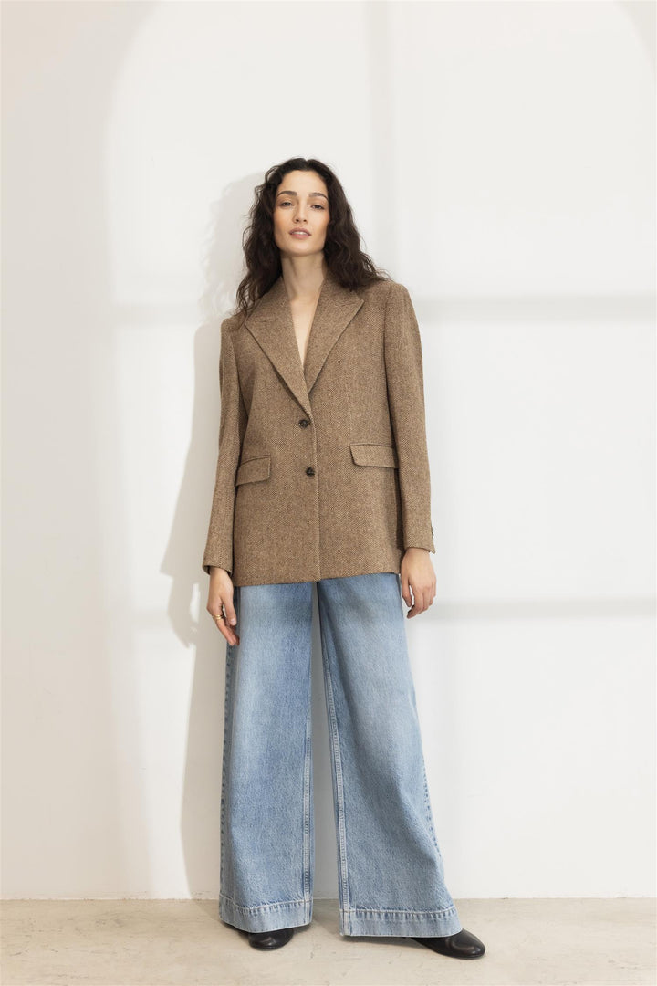 Abby Herringbone Blazer Cognac