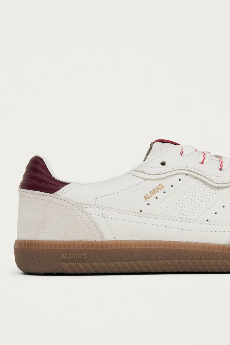 Tb.490 Rife Grain White Burgundy Leather Sneakers