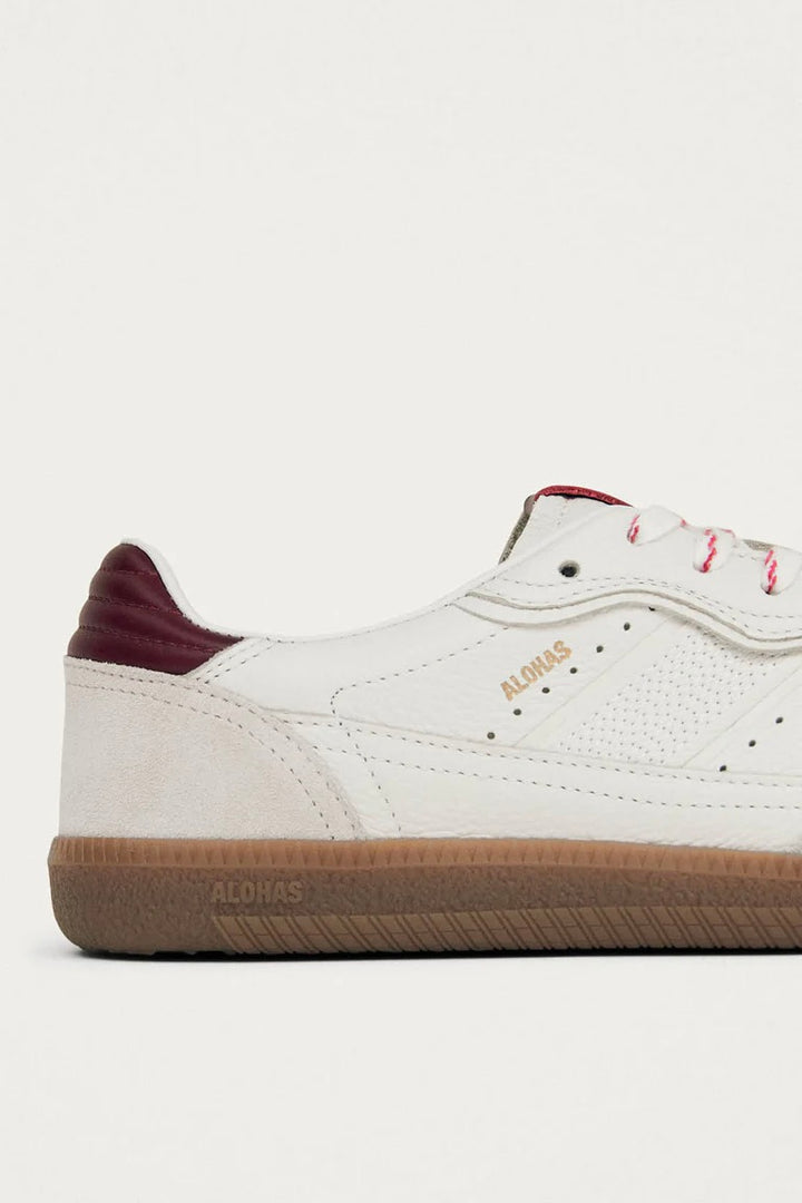 Tb.490 Rife Grain White Burgundy Leather Sneakers
