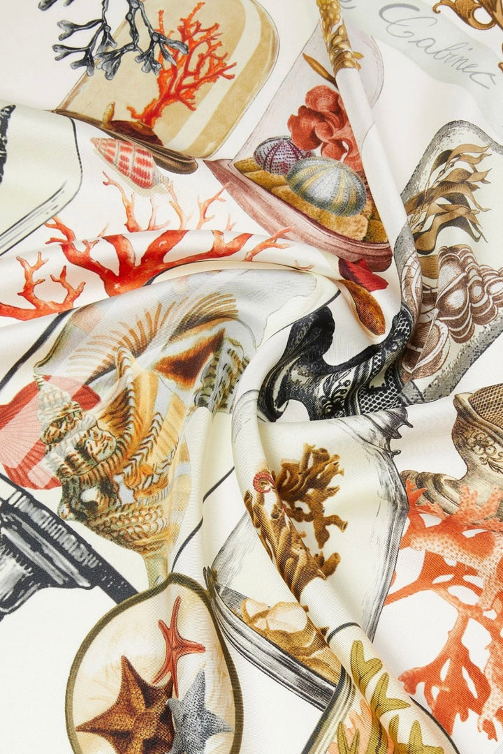 Printed Silk Oversized Scarf Beige