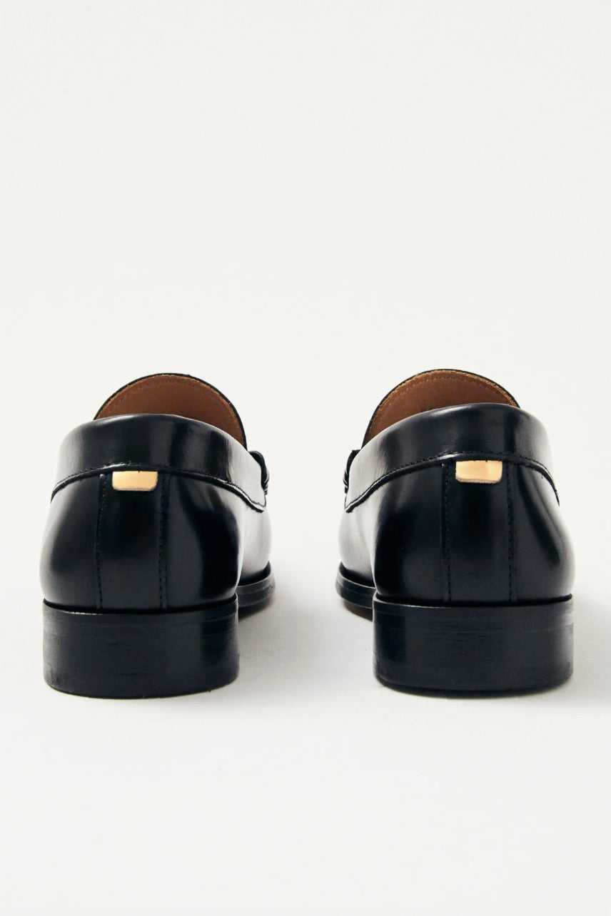 Rivet Black Leather Loafers