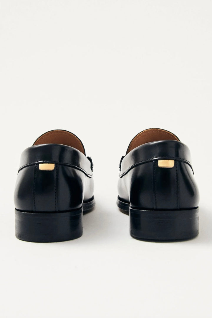 Rivet Black Leather Loafers