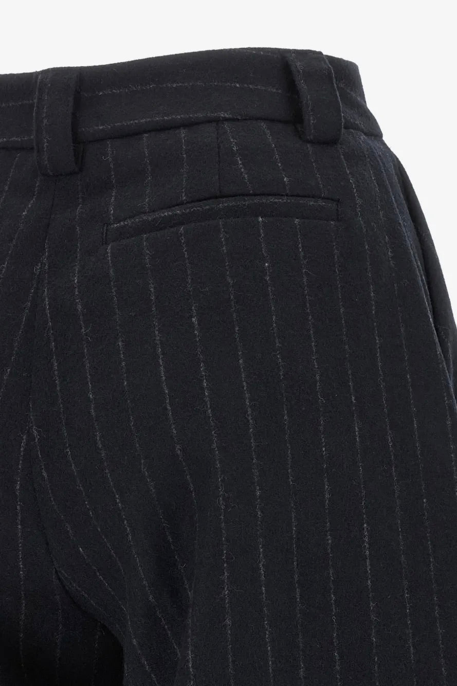 Dakota Pinstripe Wool Bermuda Shorts Night Blue