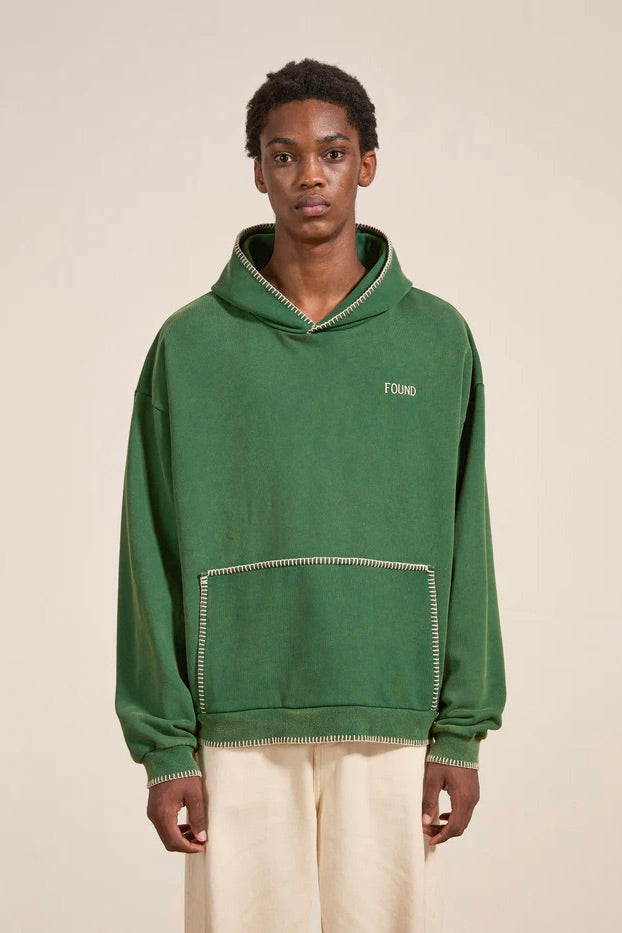 Stitched Border Hoodie Vintage Forest