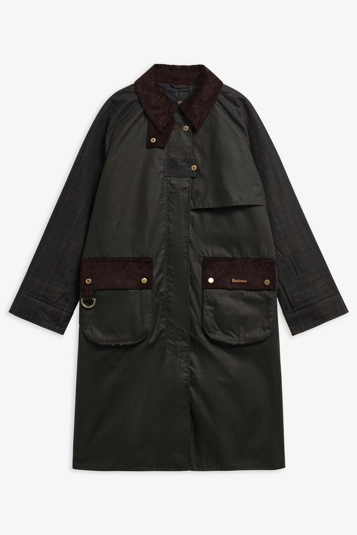 Barbour Check Kirklees Wax Jacket Olive