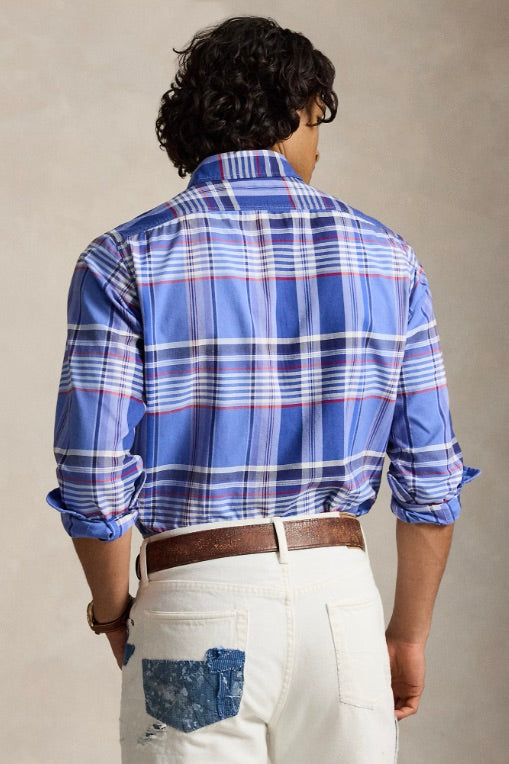 Classic Fit Plaid Oxford Workshirt Blue Red Multi