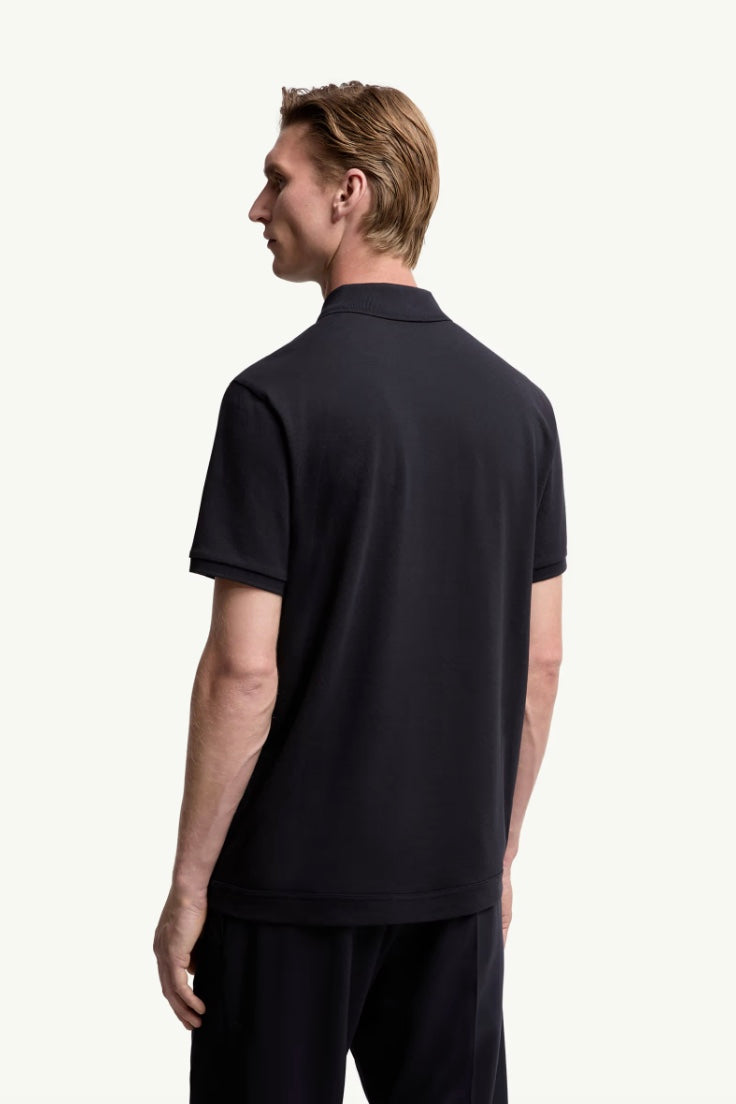 Logo Patch Cotton Piquet Polo Shirt Blue