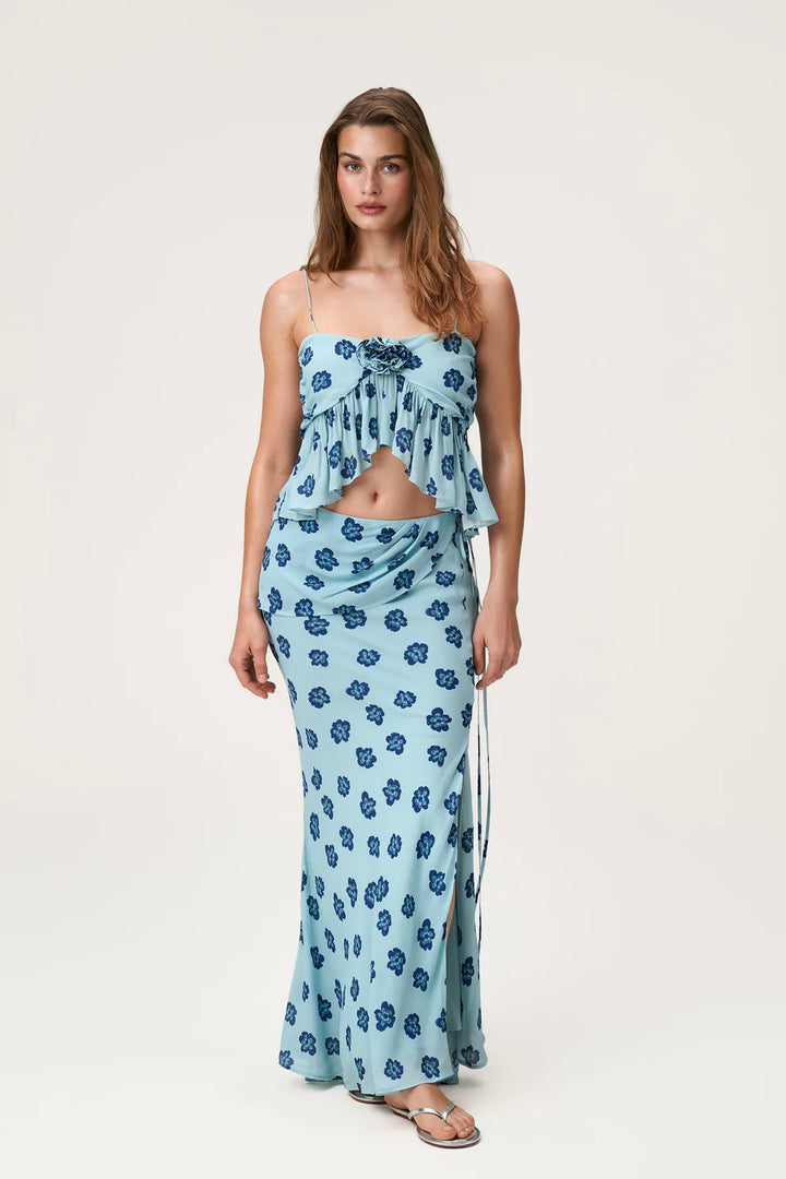 Ponza Top Turquoise Flower