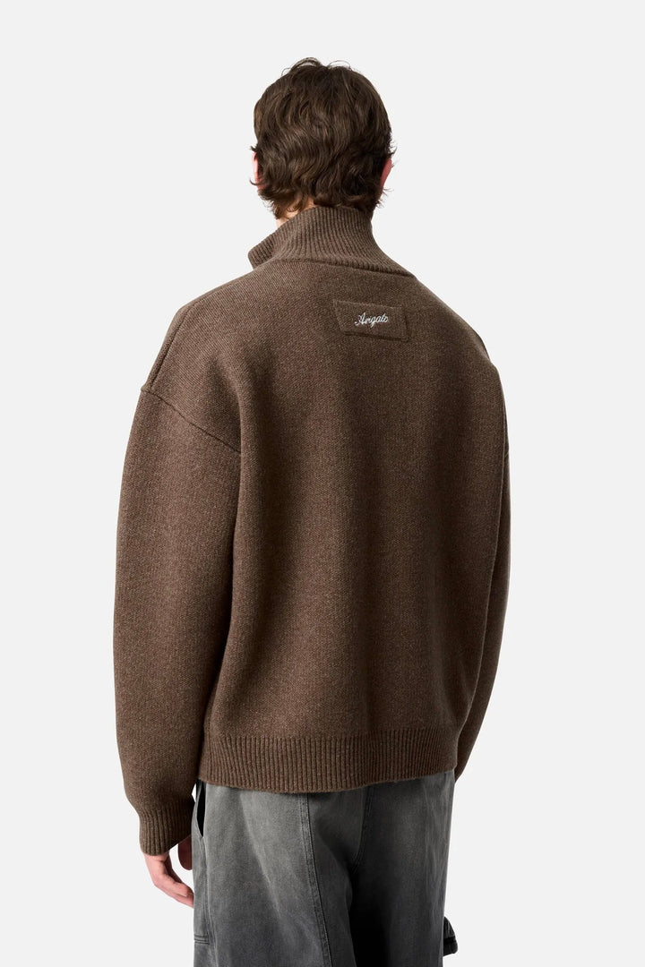 Core Zip-Up Sweater Dark Brown