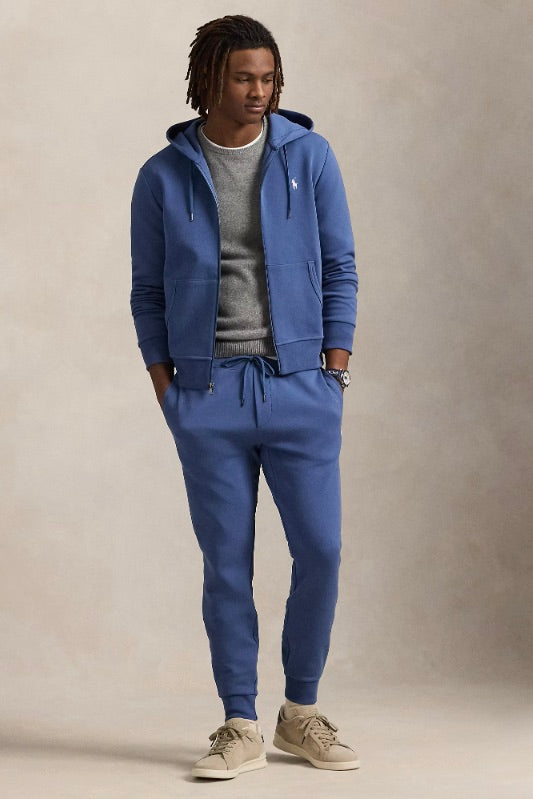 Double-Knit Full-Zip Hoodie Earth Blue
