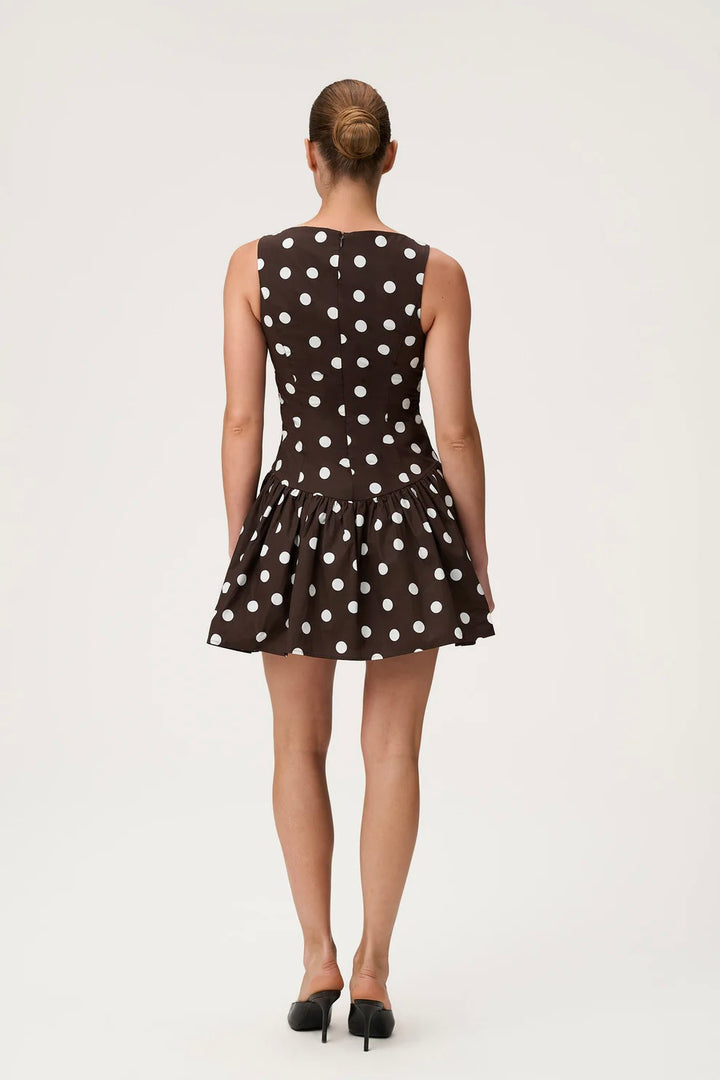 Sevilla Mini Dress Small Brown Dot