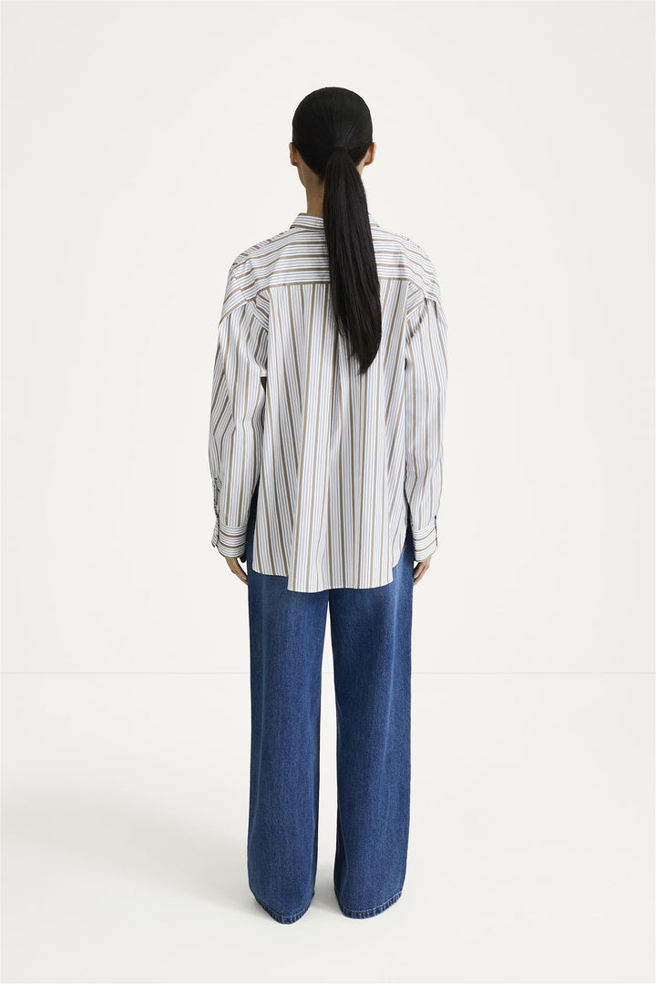 Jansell Shirt Taupe Stripe