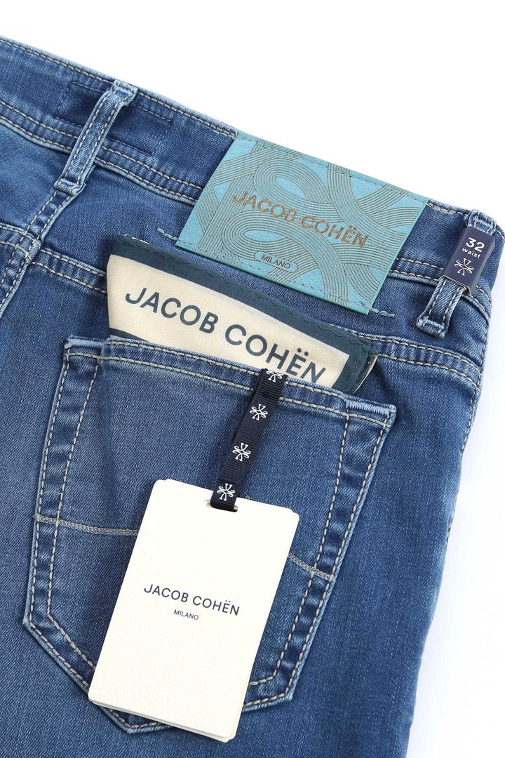 Bard Slim Fit Aqua Suede Badge Jeans Medium Blue