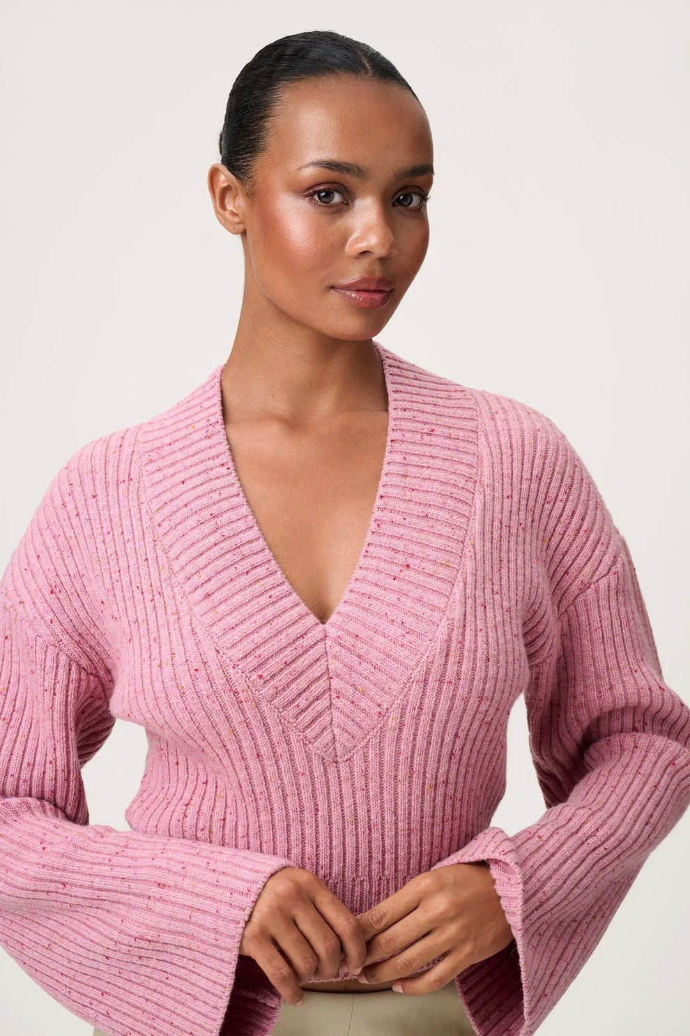 Thun Cropped Sweater Pink Melange