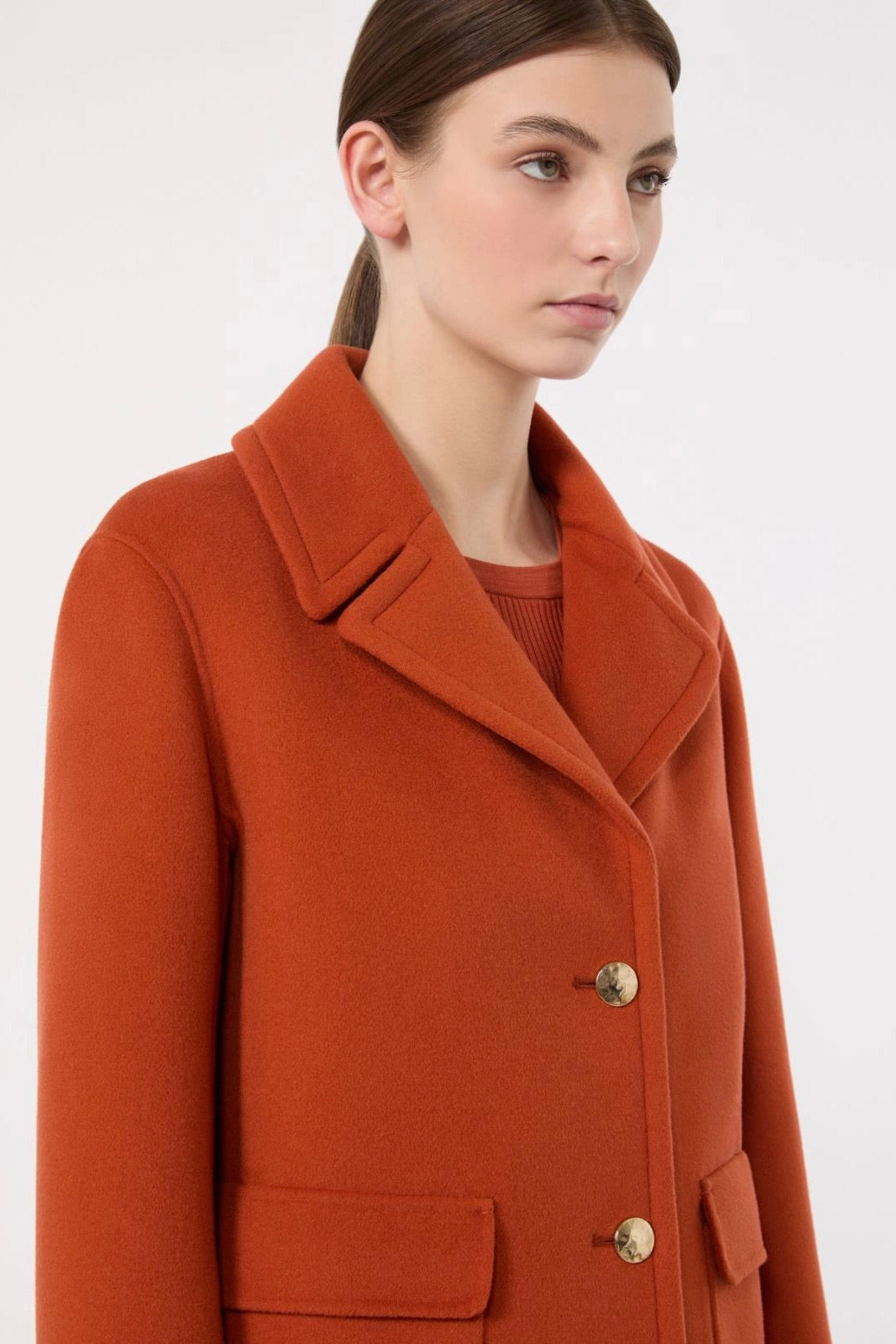 Drap Wool Single-Breasted Jacket Orange