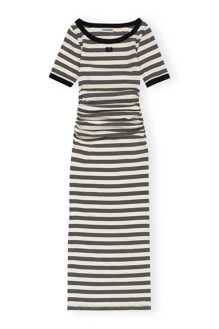 Striped Soft Cotton Rib Short Sleeve Dress