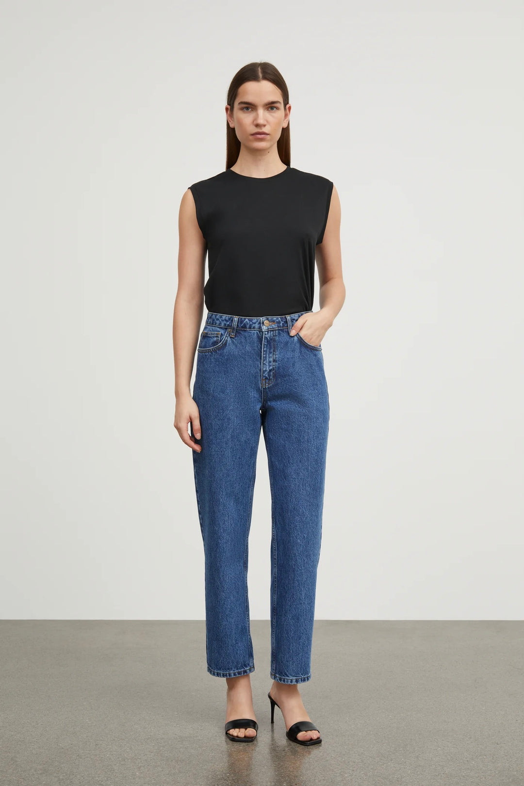 Allison Cropped Jeans Mid Blue