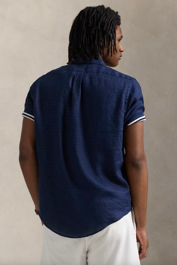 Custom Fit Linen Shirt Newport Navy