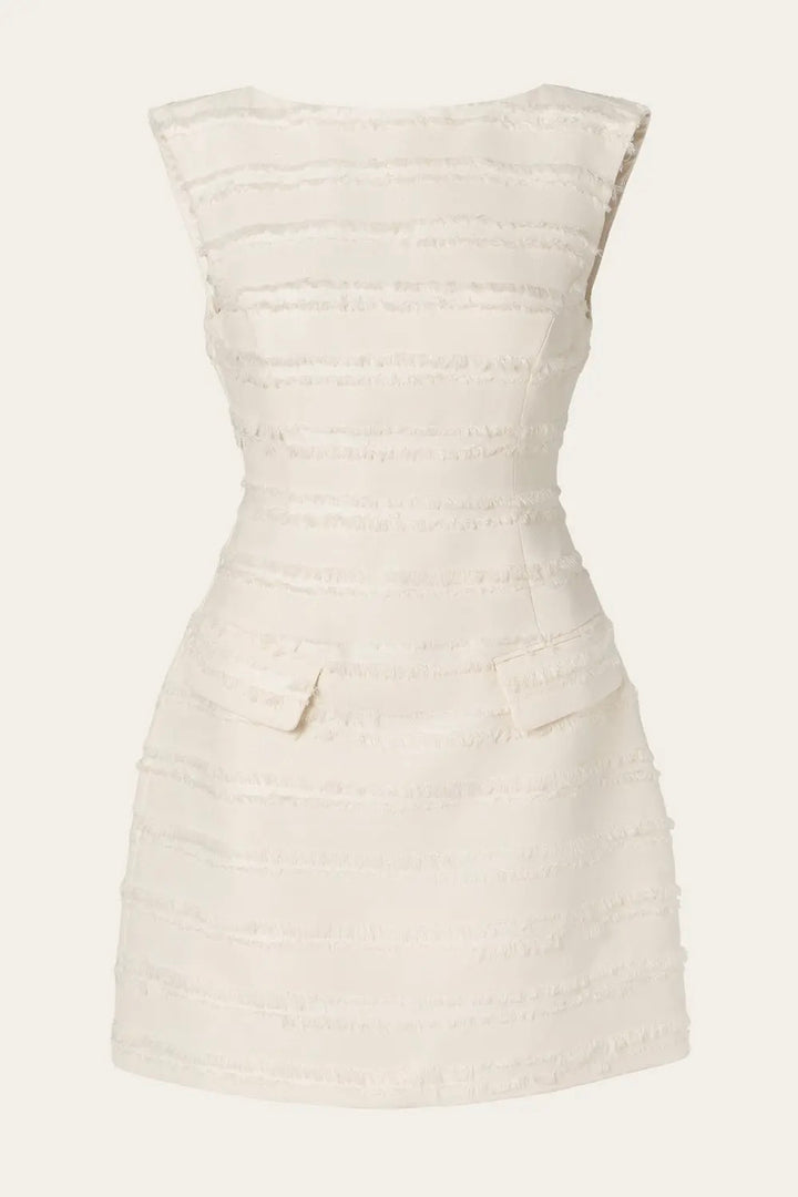 Adelina High Neck Mini Dress Vanilla